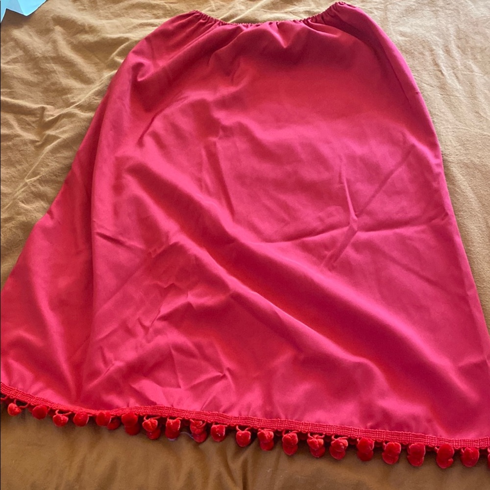 Dazey LA Red A-Line Skirt with Pom-Pom Detail